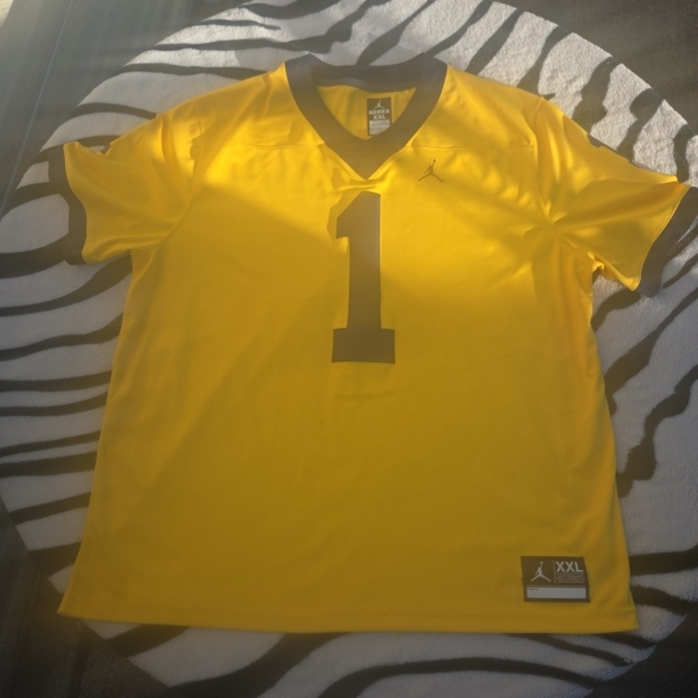 Air Jordan Michigan Wolverines #1 Football Dri Fit  Yellow Jersey XX Large